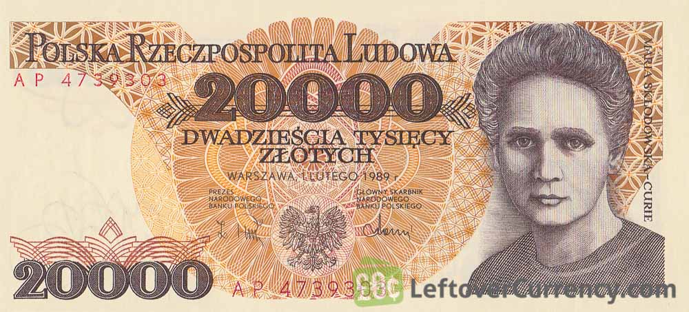 20000-old-polish-zloty-banknote-maria-sklodowska-curie-obverse